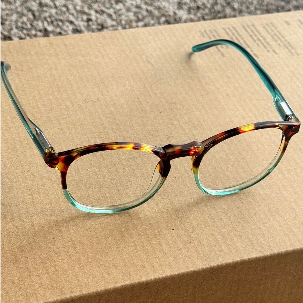 Stylish Two-Tone Tortoise & Teal Eyeglass Frames - Frames Only